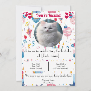 Personalized Pet Cat Birthday Invitation
