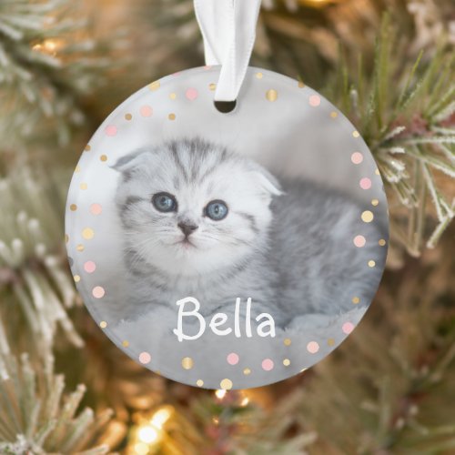 Personalized Pet Cat Meowy Christmas Holiday Photo Ornament