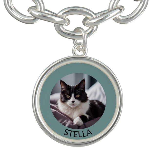 Personalized Pet Cat Photo Animal Lover Elegant Bracelet (Design)