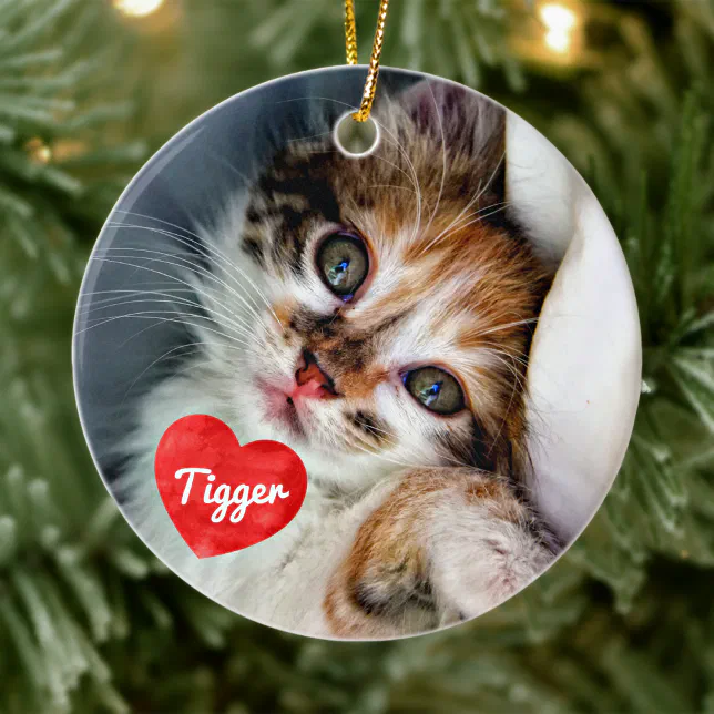 Personalized Pet Cat Photo Keepsake Ceramic Ornament | Zazzle