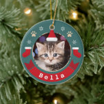 Personalized Pet Cat Photo Meowy Christmas Holiday Ceramic Ornament<br><div class="desc">Personalized Pet Cat Photo Meowy Christmas Holiday Ceramic Ornament</div>