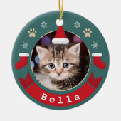 Personalized Pet Cat Photo Meowy Christmas Holiday Ceramic Ornament ...