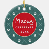 Personalized Pet Cat Photo Meowy Christmas Holiday Ceramic Ornament ...