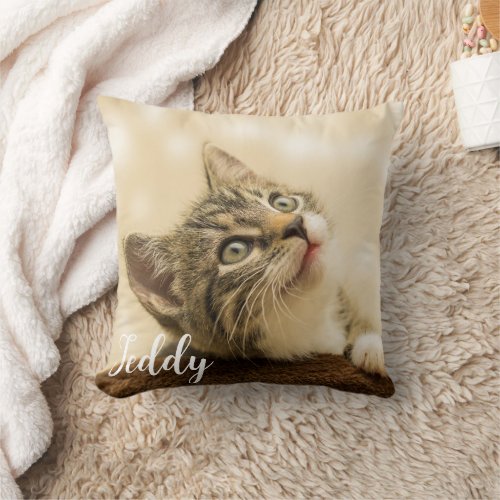 Personalized Pet Cat Photo Throw Pillow