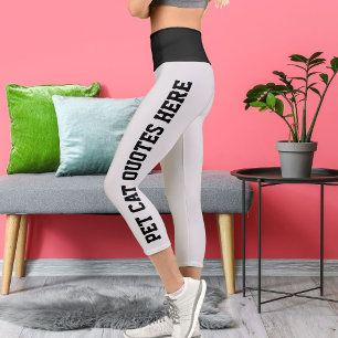 Personalized Pet Cat Quotes On Black Light Grey Capri Leggings