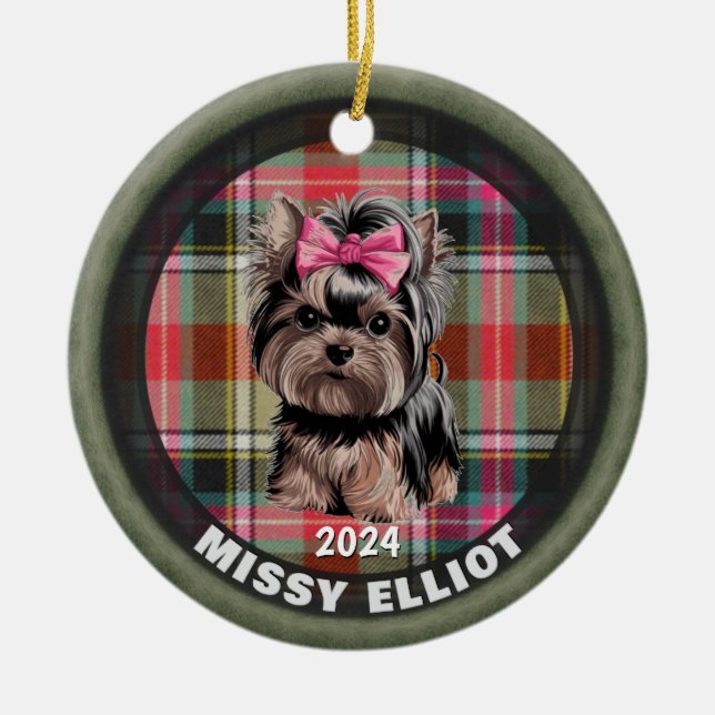 Personalized Pet Ceramic Circle Xmas Tree Ornament (Front)