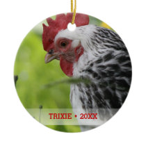 Personalized Pet Chicken Photo Christmas Tree Ceramic Ornament