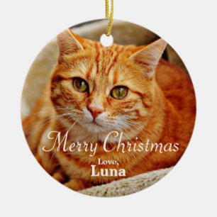 Personalized Pet Christmas Holiday Photo Ceramic Ornament
