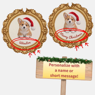 Personalized Pet Christmas Ornament Card – Gold