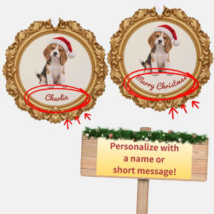 Personalized Pet Christmas Ornament Card – Gold