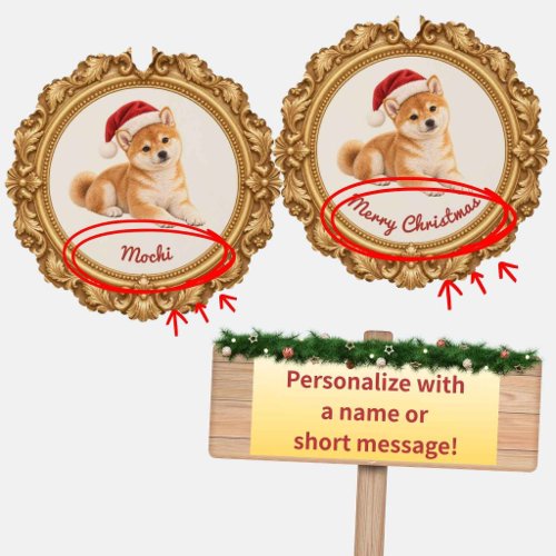 Personalized Pet Christmas Ornament Card – Gold