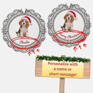 Personalized Pet Christmas Ornament Card - Silver