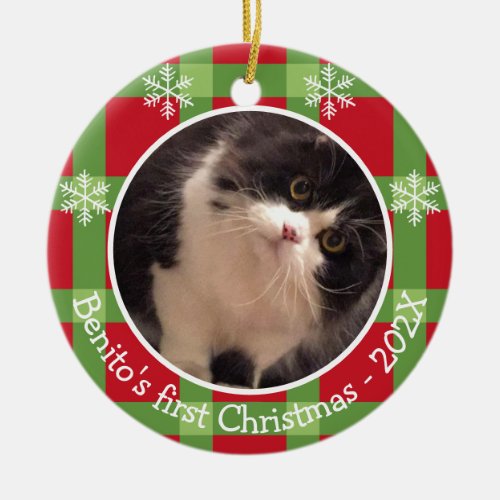 Personalized Pet Christmas Snowflake 2 Photo  Ceramic Ornament