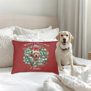 Personalized Pet Christmas with Wreath & Name Pet Bed