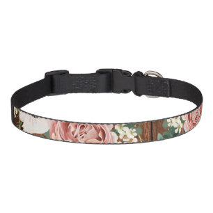 Personalized Pet Collar Geometric Garden Rose Barn