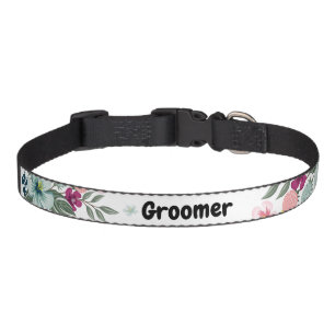Personalized Pet Collar Tropical Flower on White