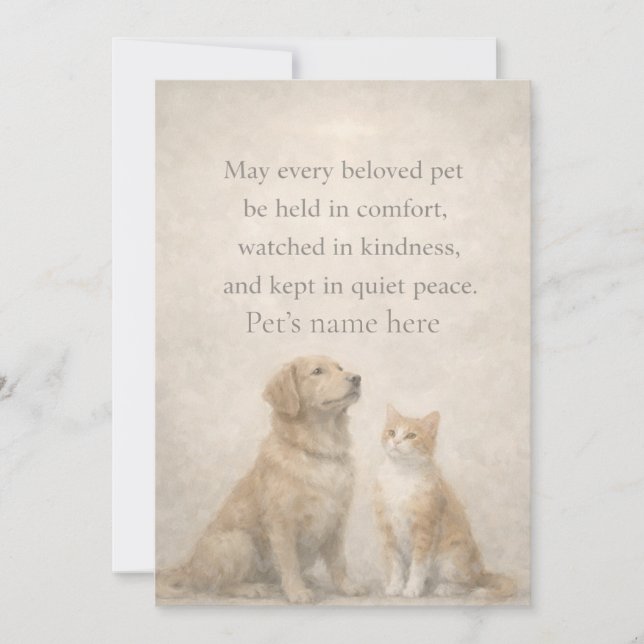 Personalized Pet Comfort Flat Note Card (Front)
