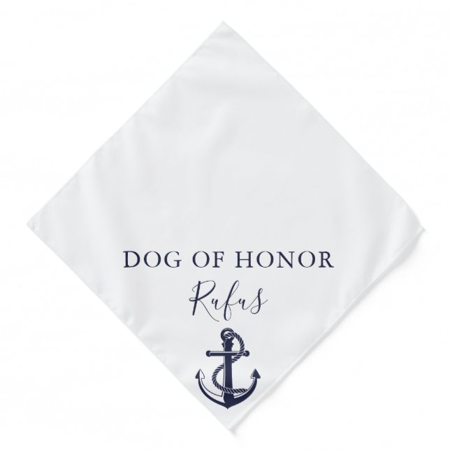 Personalized Pet Dog Anchor Nautical Wedding Bandana (Front)