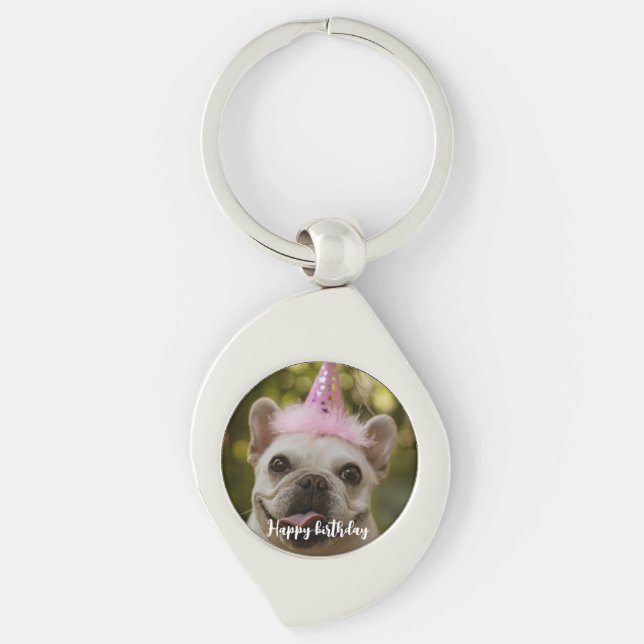  Personalized pet dog birthday  Keychain (Front)