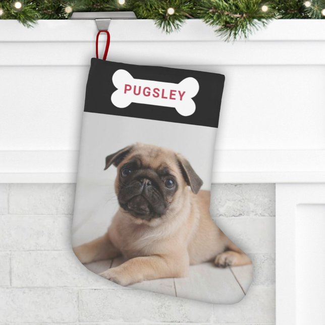 Personalized Pet Dog Bone Photo Small Christmas Stocking (Creator Uploaded)