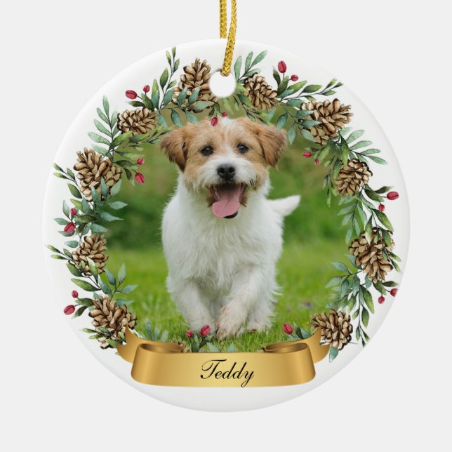 Personalized Pet Dog Christmas Ornament Photo (Front)