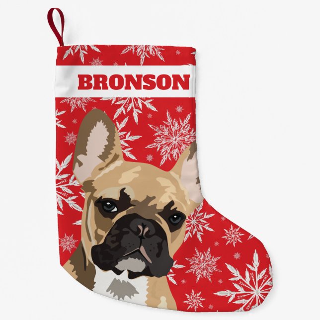 Personalized Pet Dog | Fawn French Bulldog Gift Small Christmas Stocking (Front)