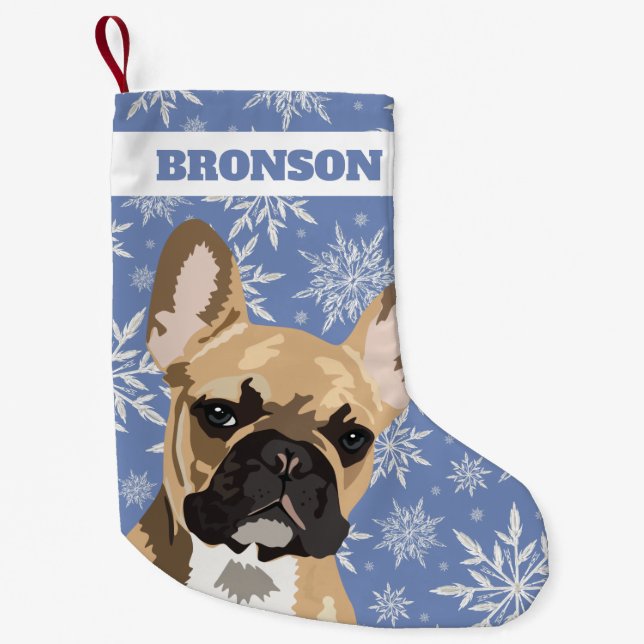 Personalized Pet Dog | Fawn French Bulldog Gift Small Christmas Stocking (Front)