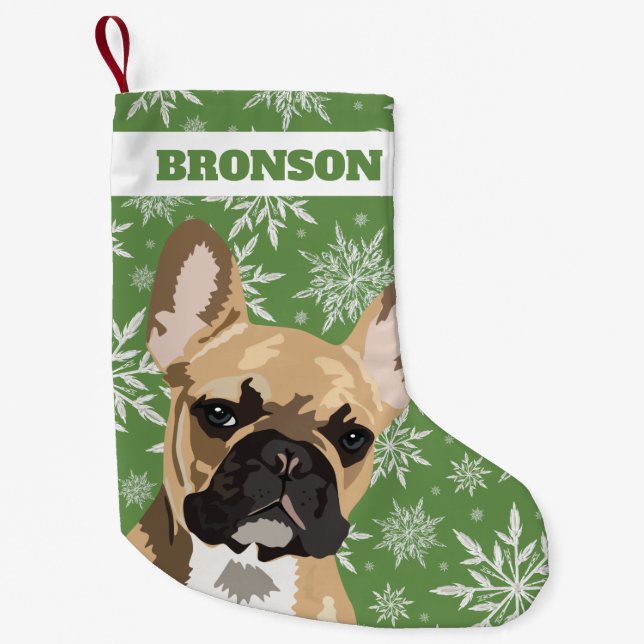 Personalized Pet Dog | Fawn French Bulldog Gift Small Christmas Stocking (Front)