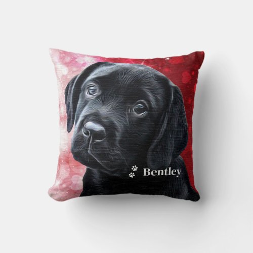 Personalized Pet Dog Lover Monogram Modern Photo  Throw Pillow