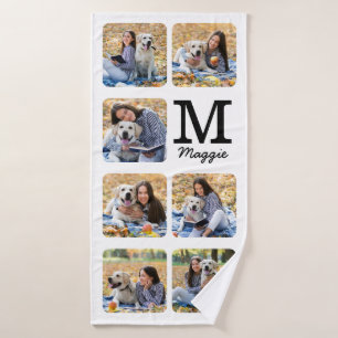 Personalized Pet Dog Lover Photo Collage Bath Towel