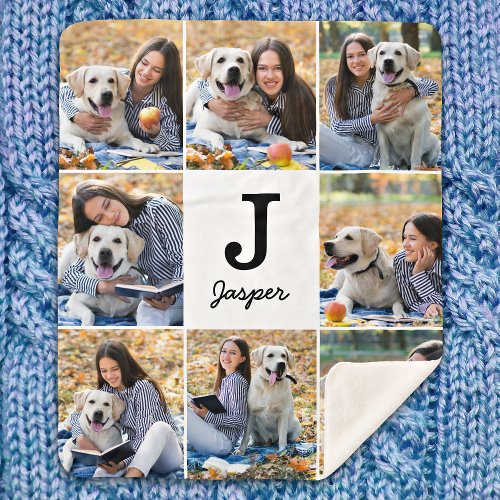 Personalized Pet Dog Lover Photo Collage Sherpa Blanket