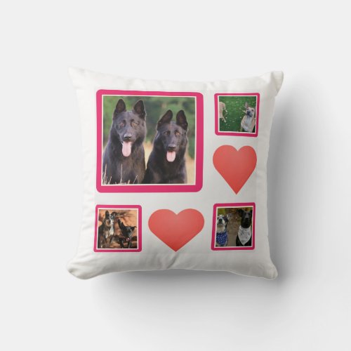 Personalized Pet Dog Memorial 4 Photo Throw Pillow