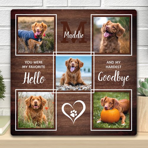 Personalized Pet Dog Memorial 5 Picture Collage Plaque