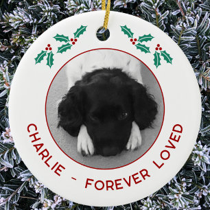 Personalized Pet Dog Memorial Christmas Photo Ceramic Ornament