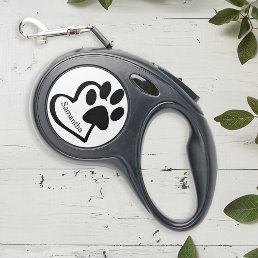 Personalized Pet Dog Name and Heart Retractable Pet Leash