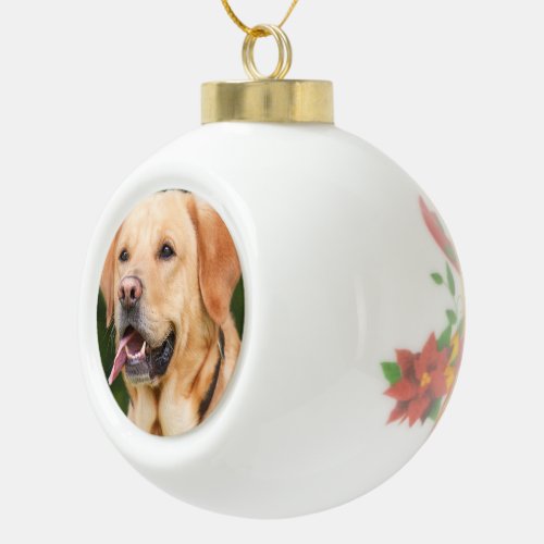 Personalized Pet  Dog Photo Ceramic Ball Christmas Ornament