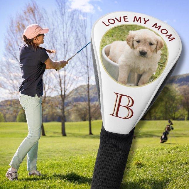 Personalized Pet Dog Photo Love My Mom  Golf Head Cover (Creator Uploaded)