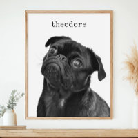 Personalized Pet Dog Photo Name Minimalist Wall