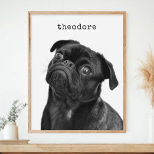 Personalized Pet Dog Photo Name Minimalist Wall  Poster