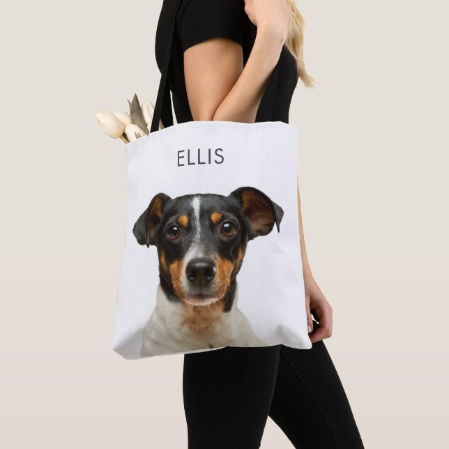 Personalized Pet Dog Photo Name Your Picture Tote Bag (Close Up)