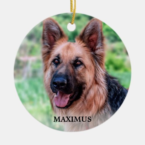 Personalized Pet Dog Photo Simple Christmas Ceramic Ornament