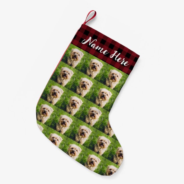 Personalized Pet Dog Photo Small Christmas Stocking (Front (Hanging))