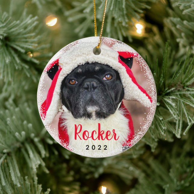 Personalized Pet Dog Puppy Holiday Ceramic Ornament (Tree)