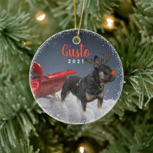 Personalized Pet Dog Puppy Holiday Photo Ceramic Ornament