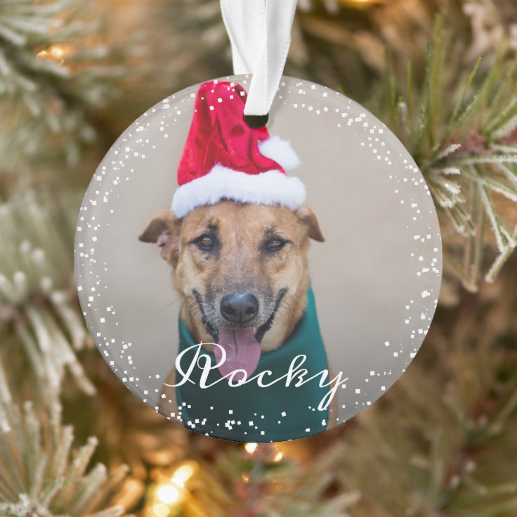Personalized Pet Dog Puppy Holiday Photo Ornament | Zazzle