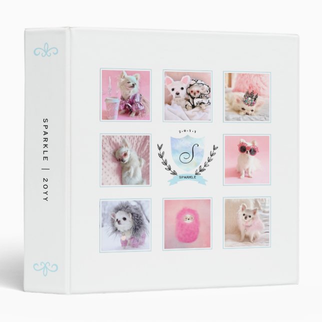 PERSONALIZED PET DOG SCRAPBOOK PHOTO COLLAGE 3 RING BINDER (Front/Spine)