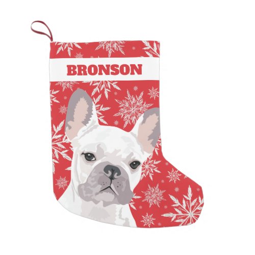 Personalized Pet Dog  White French Bulldog Gift Small Christmas Stocking