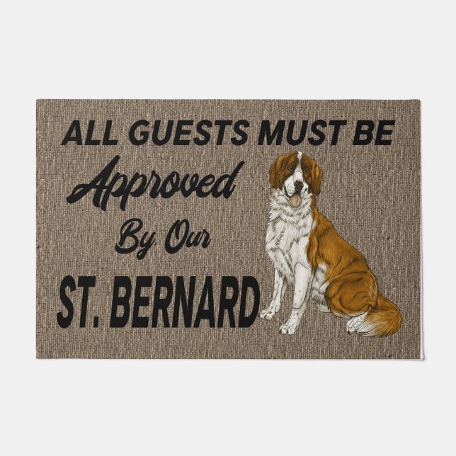 Personalized Pet Doormat, Saint Bernard Dog Gift Doormat (Front)