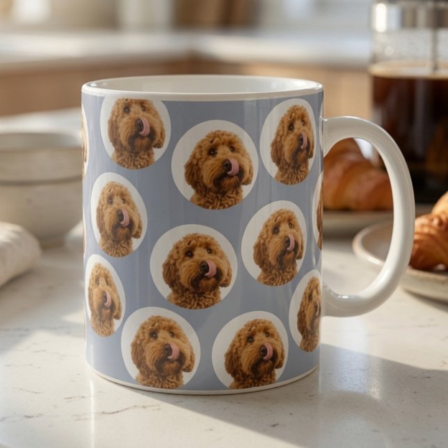 Personalized Pet Face Pattern | Custom Dog Photo Coffee Mug (Creator Uploaded)