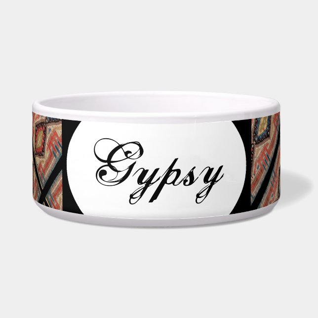 Personalized Pet Food Bowl - Bohemian -HAMbWG (Front)